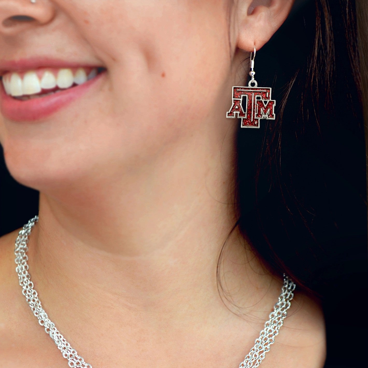 TEXAS A&M "TAM" Glitter Earrings