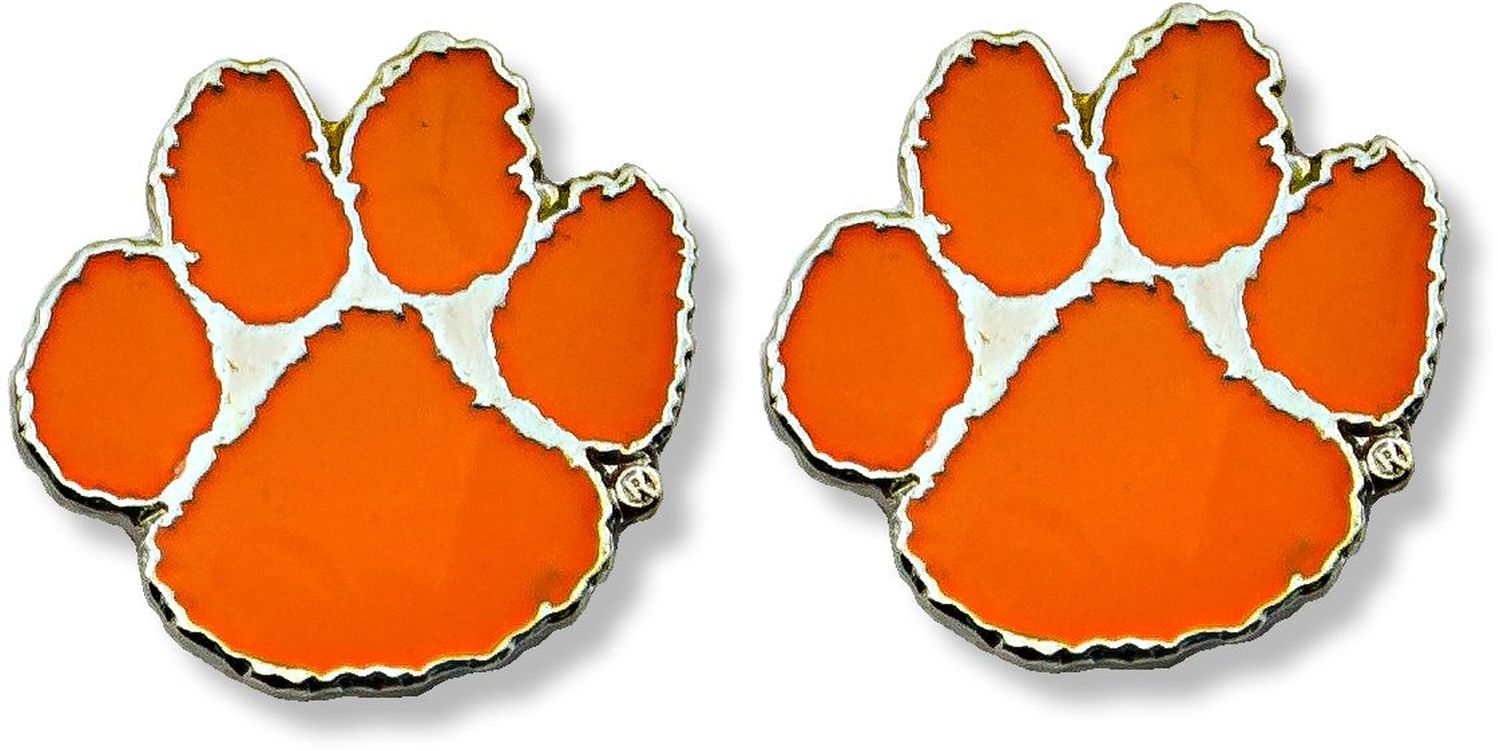 CLEMSON Tiger Paw Logo Post Earrings