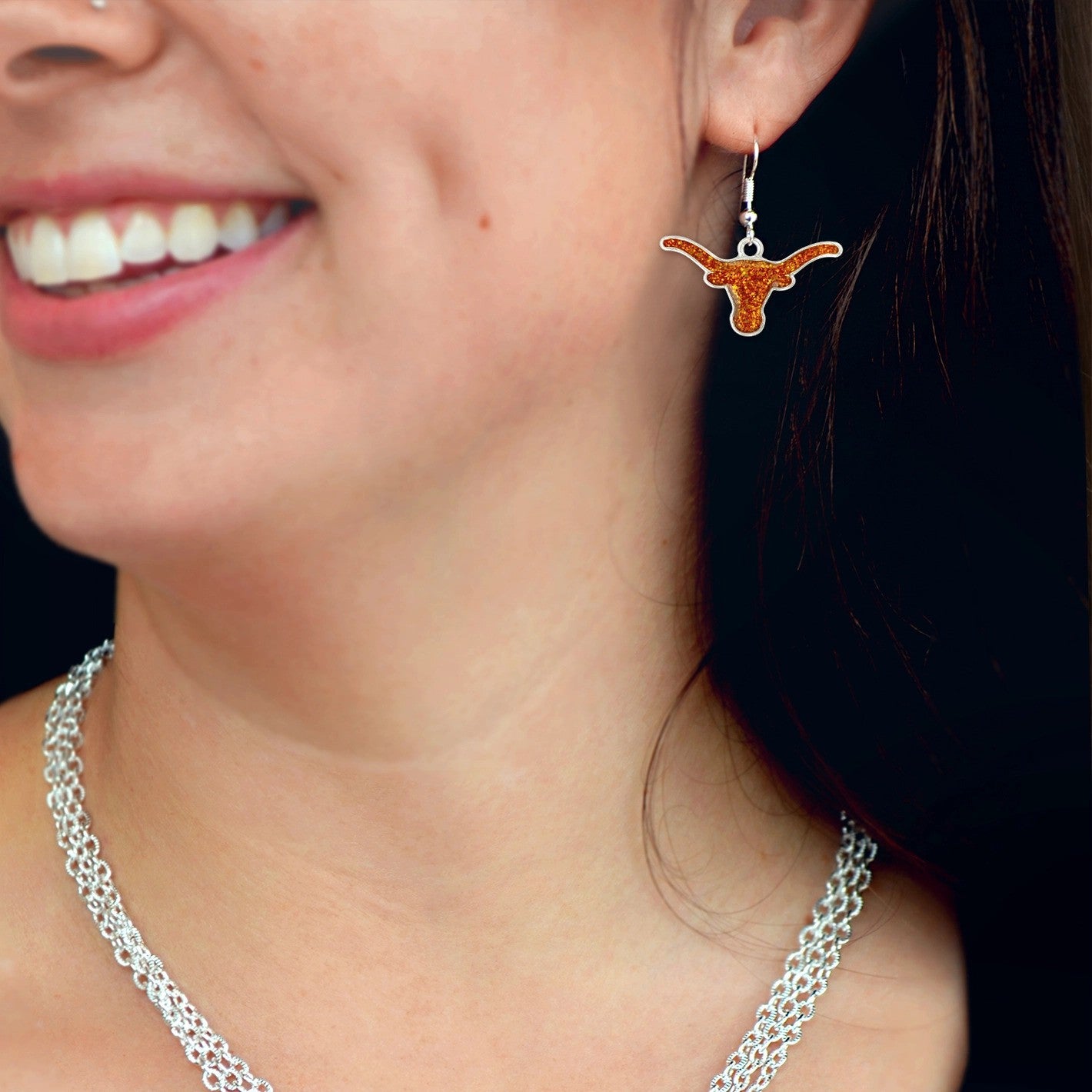 TEXAS "Longhorn" Glitter Earrings