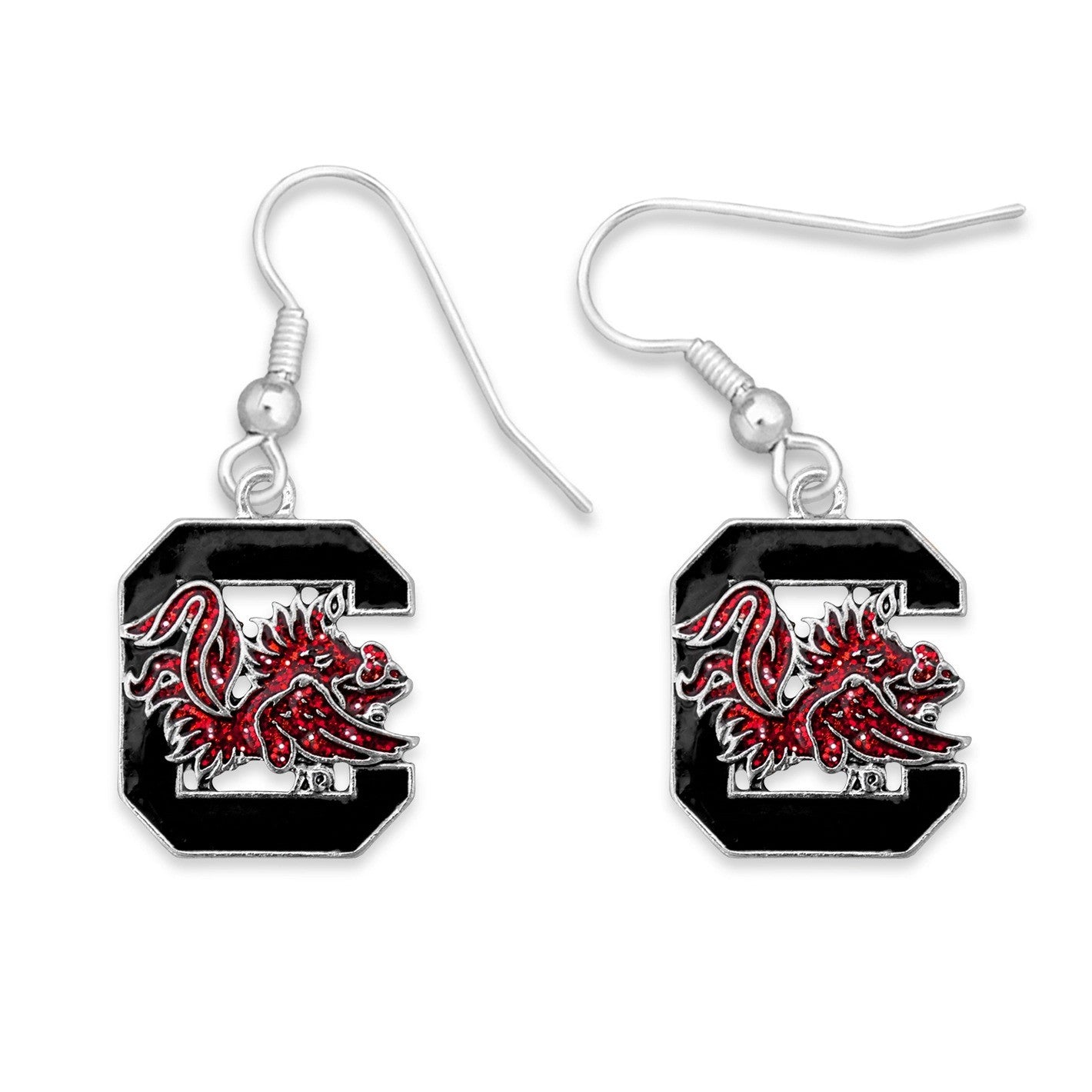 SOUTH CAROLINA "C" with Gamecock Glitter Earrings
