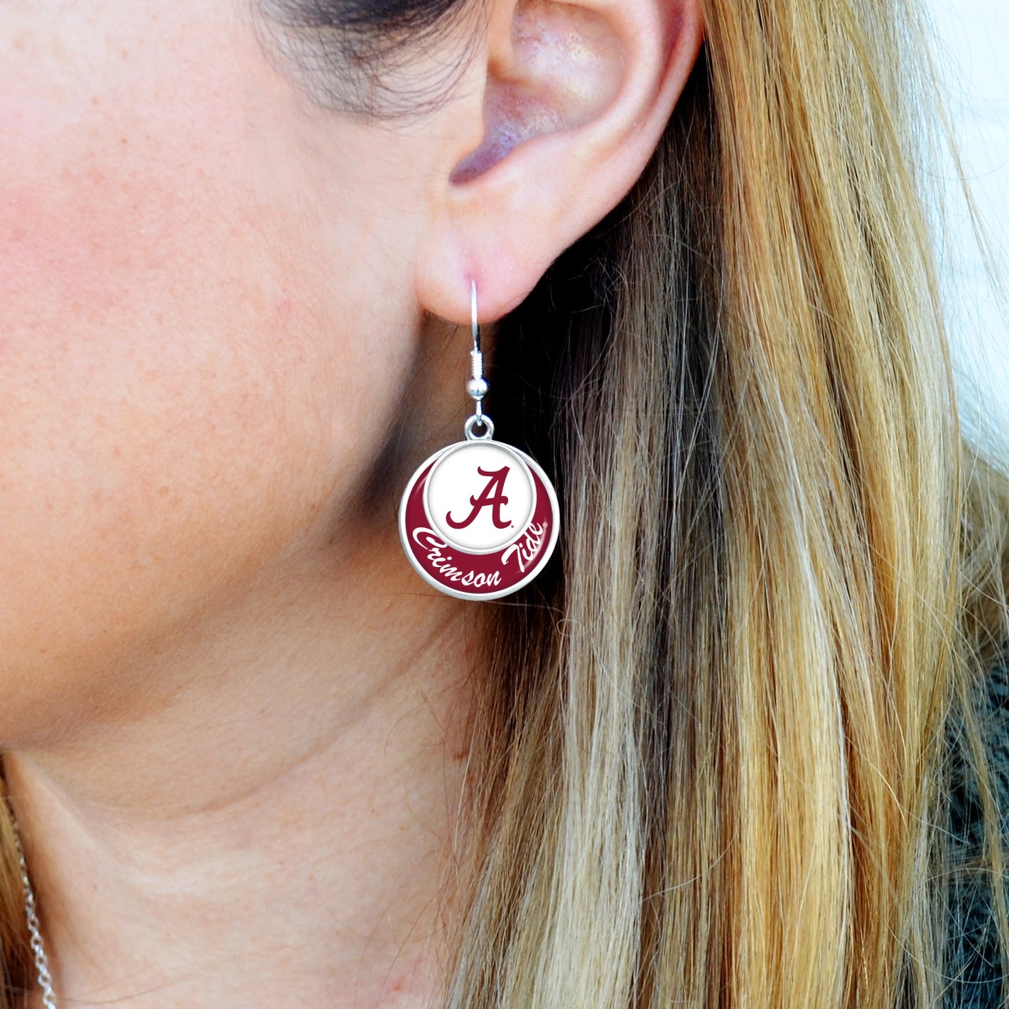 ALABAMA "Crimson Tide" Stacked Disk Earrings