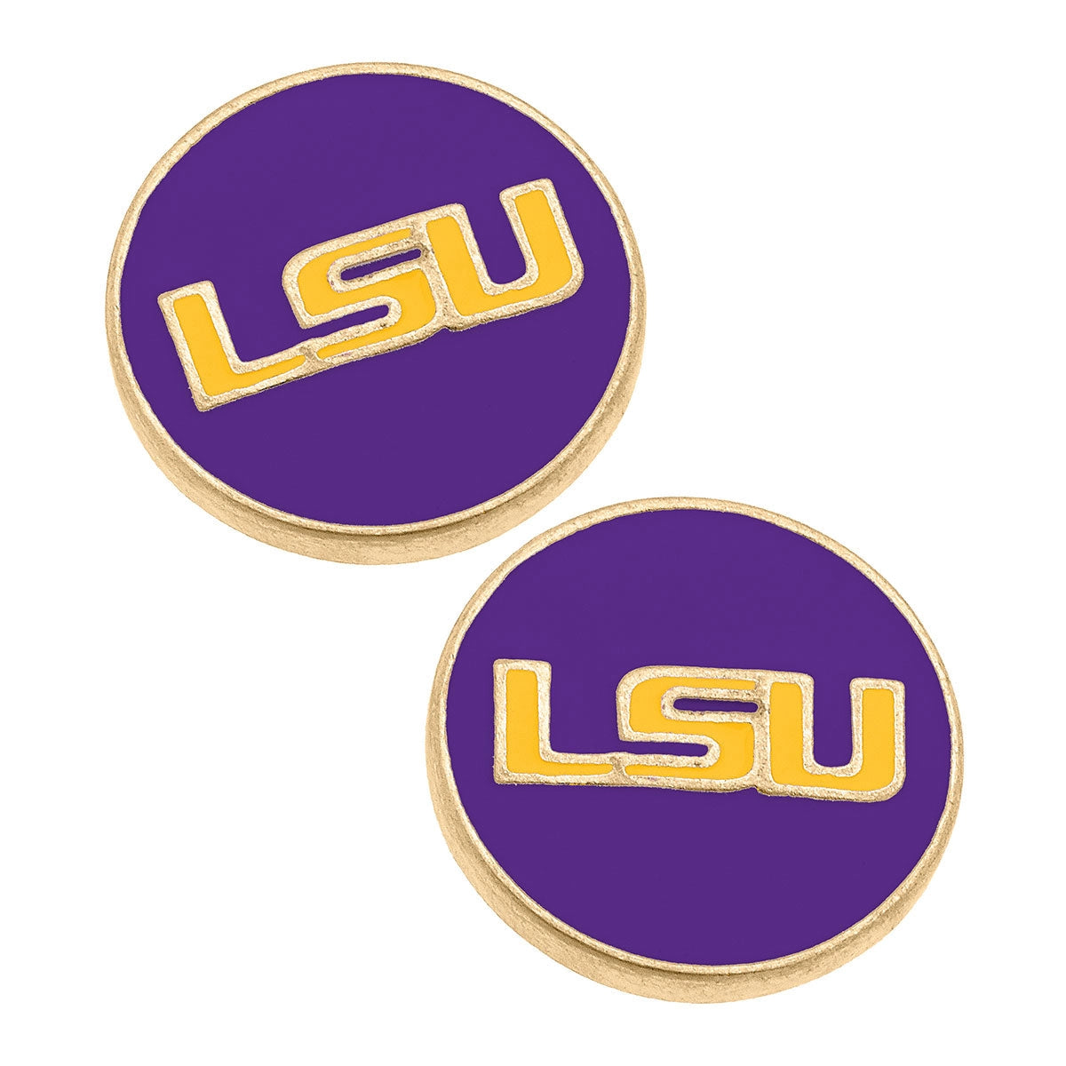 LSU Tigers Enamel Disc Stud Earrings in Purple