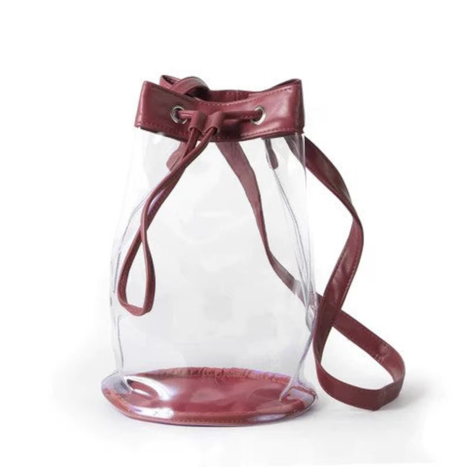 Stadium Approved Clear Bucket Bag - Maroon Trim