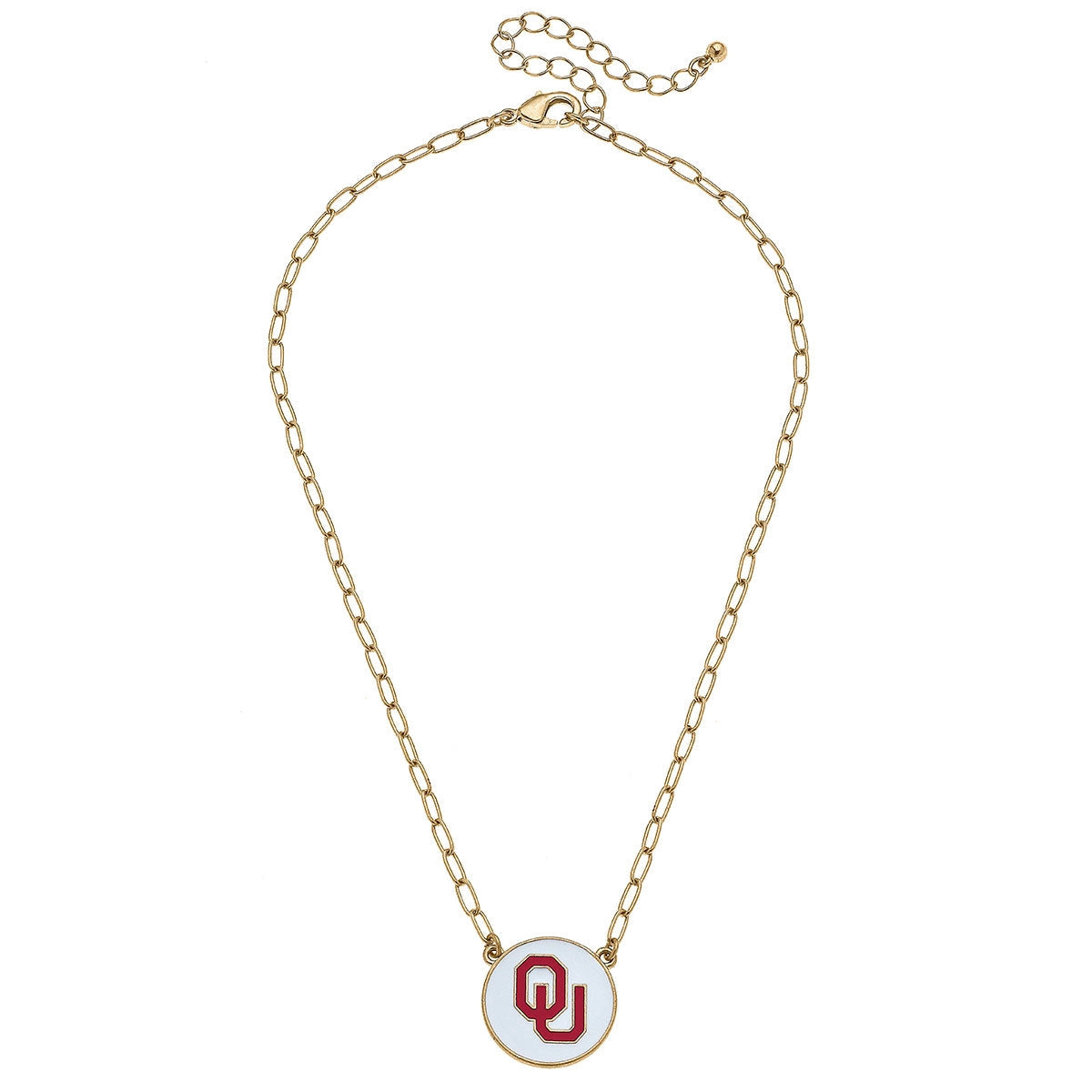 OKLAHOMA Sooners Emanel Disc Pendant Necklace in White