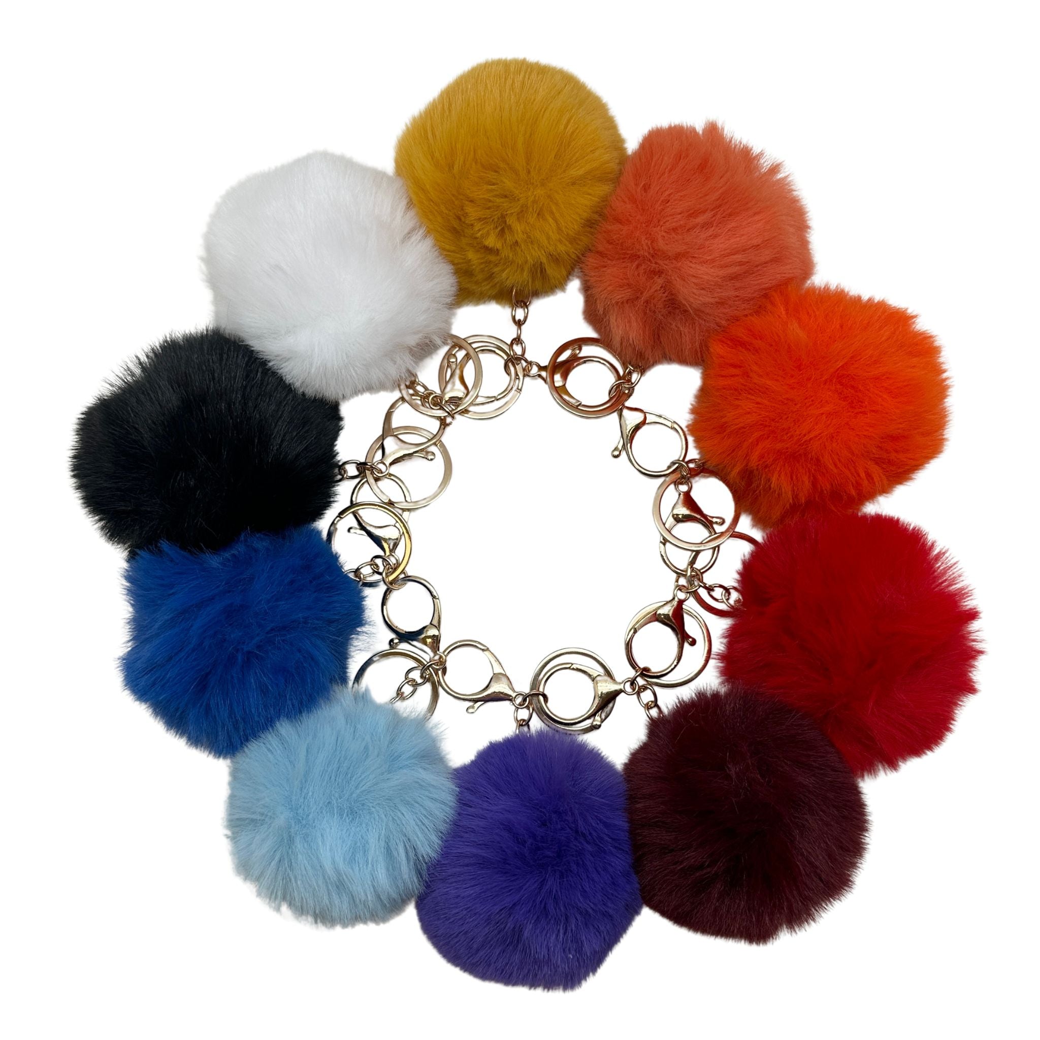 Faux Fur Pom Pom Keychain - Soft Burnt Orange