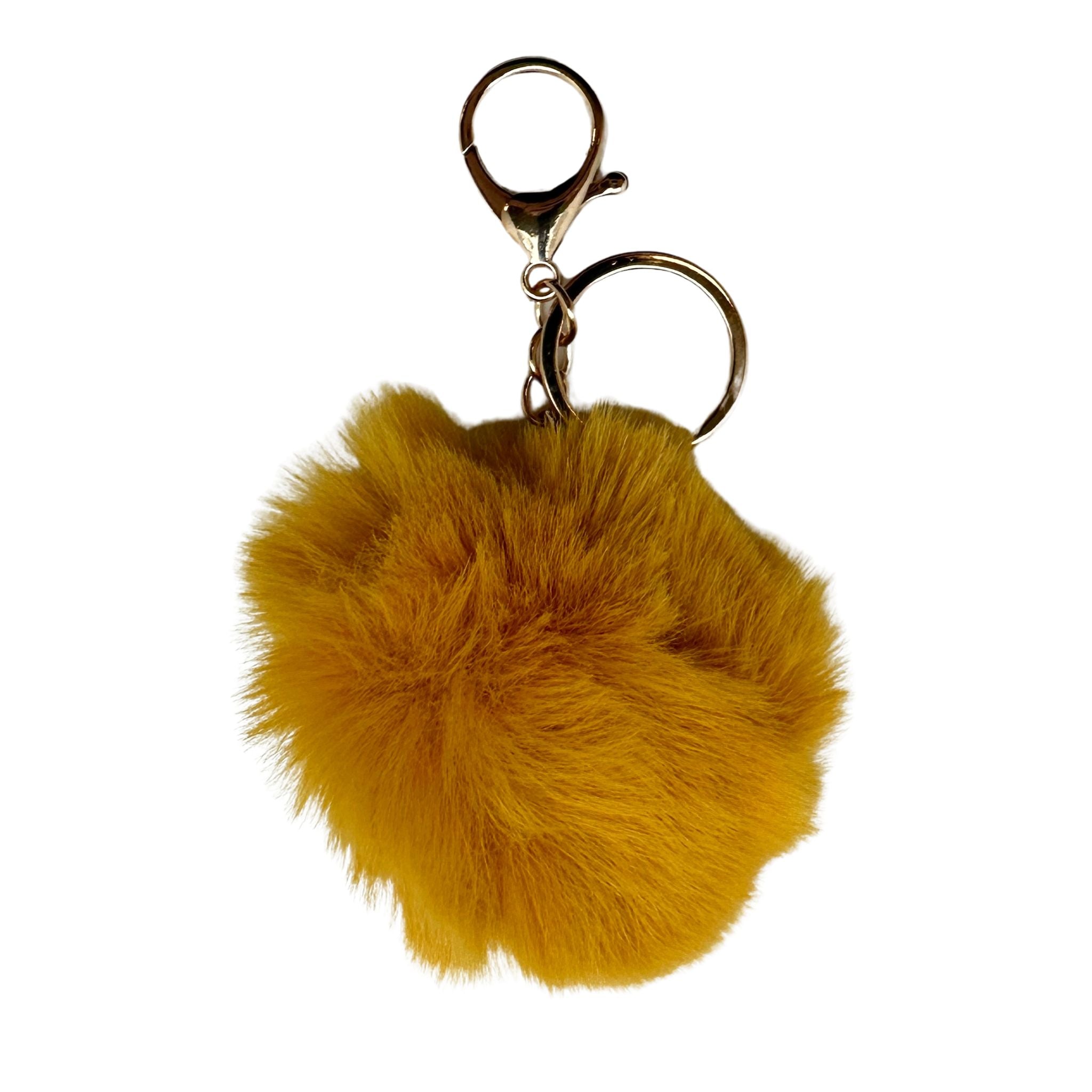 Faux Fur Pom Pom Keychain - Golden Yellow