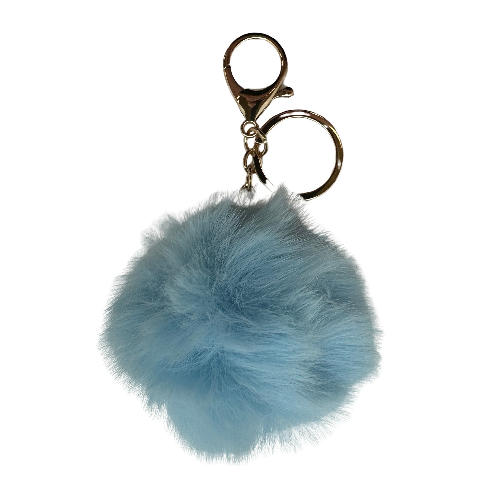 Faux Fur Pom Pom Keychain - Sky Blue