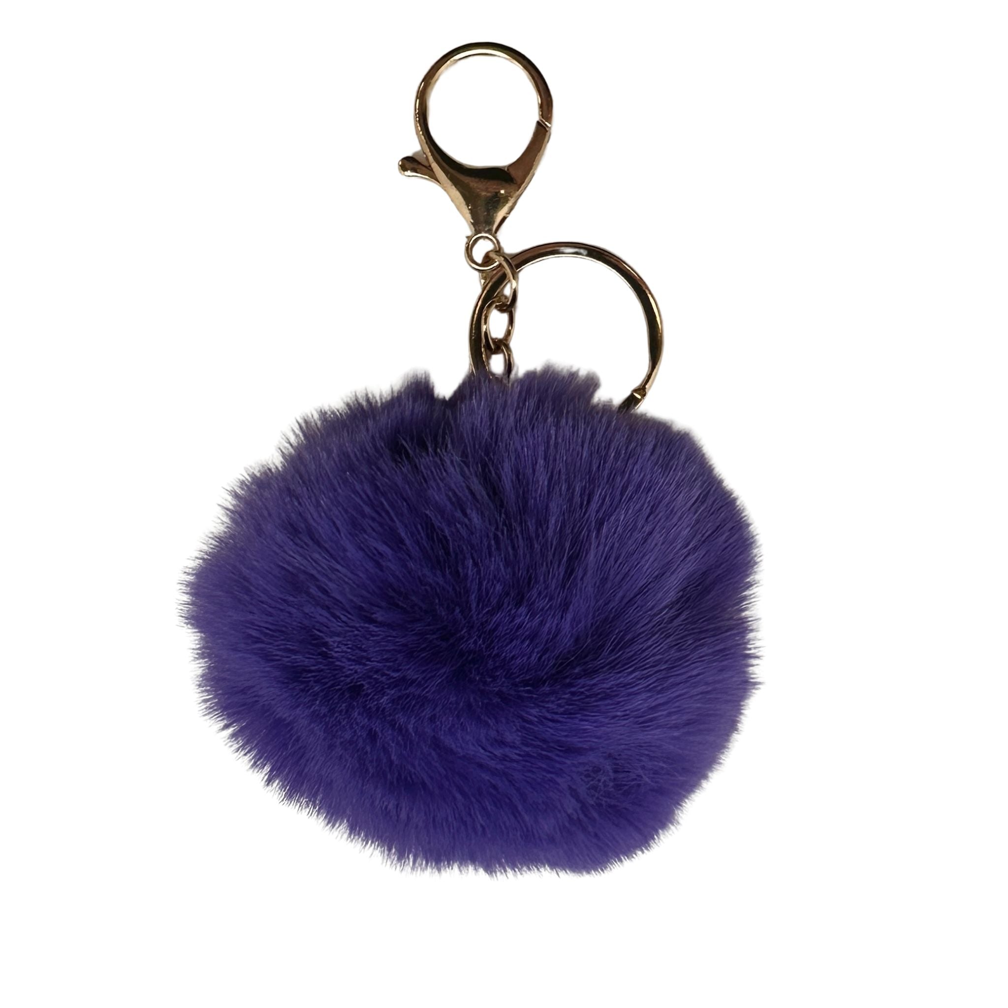 Faux Fur Pom Pom Keychain - Purple
