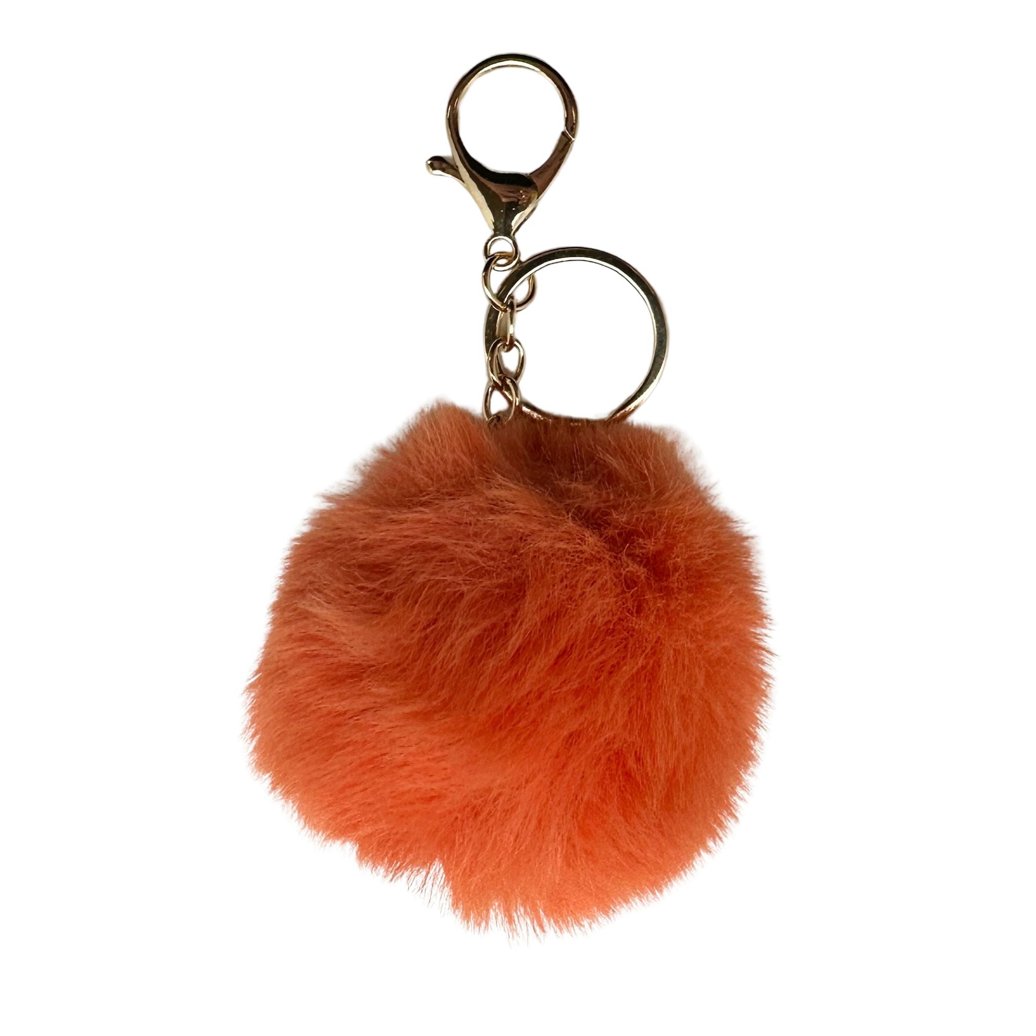 Faux Fur Pom Pom Keychain - Soft Burnt Orange