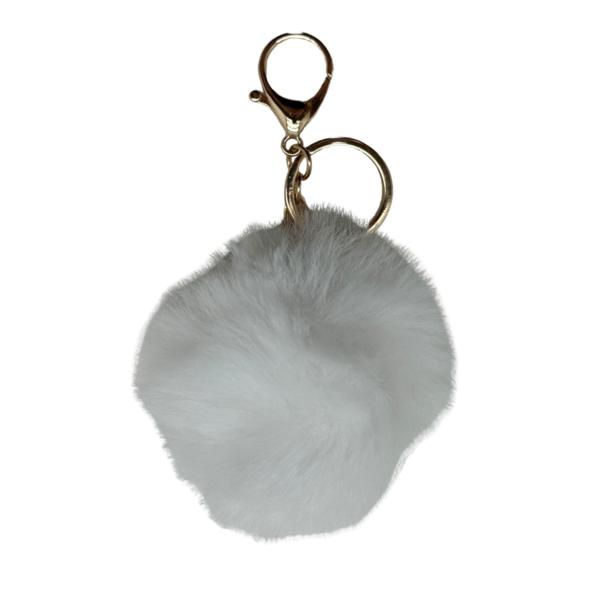 Faux Fur Pom Pom Keychain - White