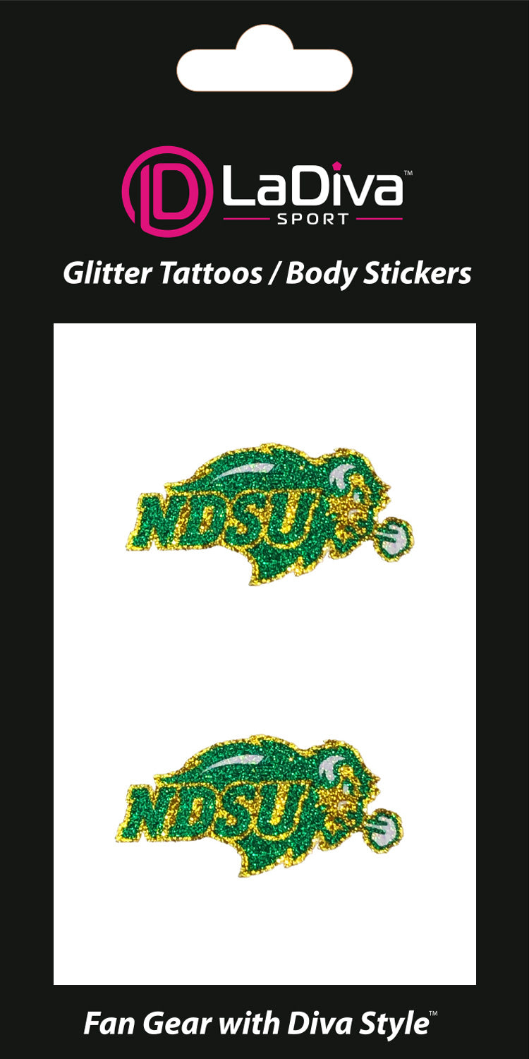 North Dakota State Bison NDSU Glitter Tattoo 2-Pack